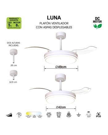 LUNA  S * VENTILADOR PEQUEÑO LED - BLANCO